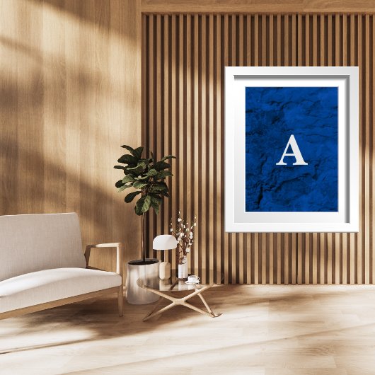Initiaal Letter Monogram Modern Stijlvol Blauw Poster