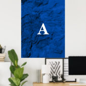 Initiaal Letter Monogram Modern Stijlvol Blauw Poster (Thuiskantoor)