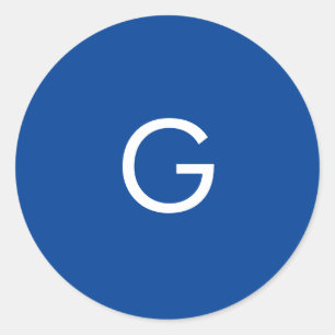 Initiaal Letter Monogram Modern Stijlvol Blauw Ronde Sticker