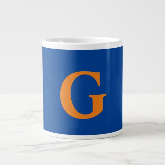 Initiaal Letter Monogram Modern Stijlvol Blauw Sin Grote Koffiekop (Voorkant)