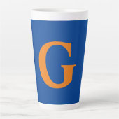 Initiaal Letter Monogram Modern Stijlvol Blauw Sin Latte Mok (Voorkant)
