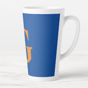 Initiaal Letter Monogram Modern Stijlvol Blauw Sin Latte Mok