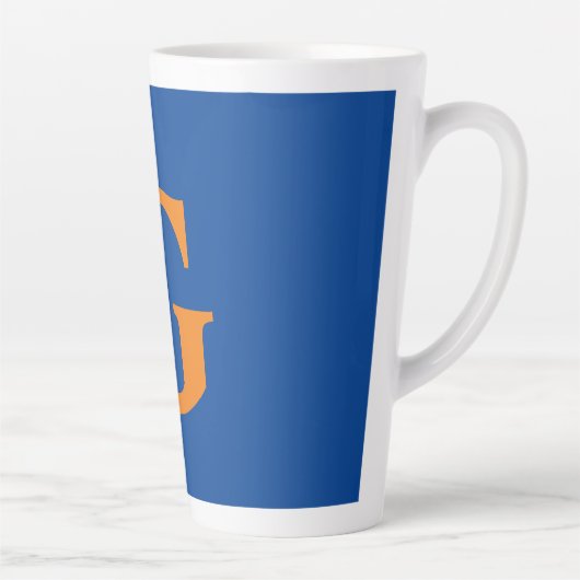 Initiaal Letter Monogram Modern Stijlvol Blauw Sin Latte Mok (Rechts)