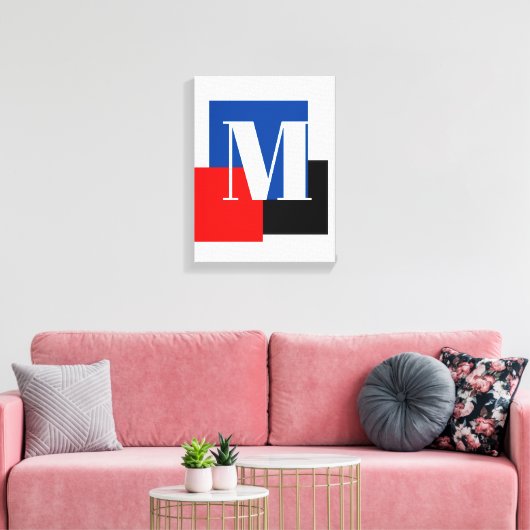 Initiaal Letter Monogram Modern Stijlvol Canvas Afdruk (Insitu (Woonkamer))