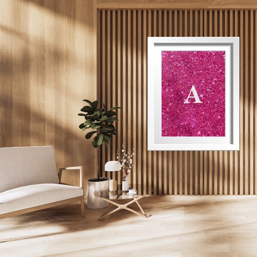 Initiaal Letter Monogram Modern Stijlvol Roze Poster