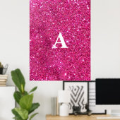 Initiaal Letter Monogram Modern Stijlvol Roze Poster (Thuiskantoor)
