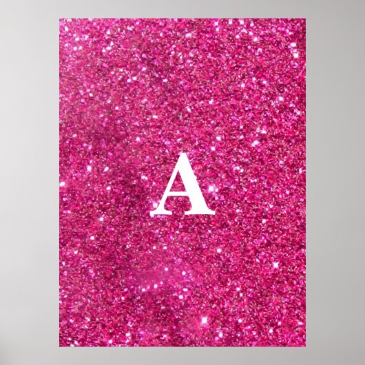 Initiaal Letter Monogram Modern Stijlvol Roze Poster (Voorkant)