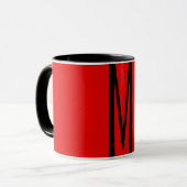 Initiaal Letter Monogram Modern Style Red Black Mok (Voorkant links)