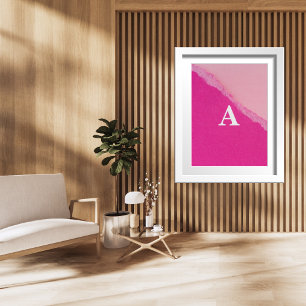Initiaal Letter Monogram Modern Stylist Roze Poster