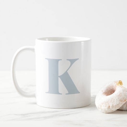 Initiaal Letter Monogram Modern Trendy Lichtblauw Koffiemok (Met donut)