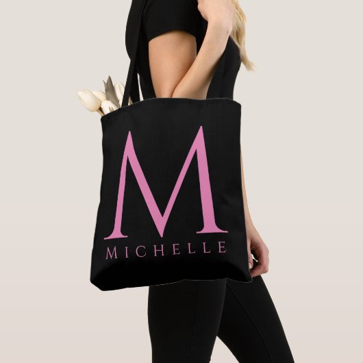 Initiaal Letter Monogram Moderne Sjabloon Grocery Tote Bag (Dichtbij)