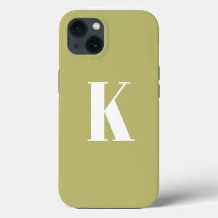 Initiaal Letter Monogram Moderne Stijl Olijfgroen iPhone 13 Hoesje
