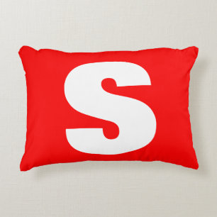 Initiaal Letter Monogram Moderne Stijl Rood Wit Accent Kussen
