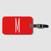 Initiaal Letter Monogram Moderne Stijl Rood Wit Bagagelabel (Voorkant (horizontaal))