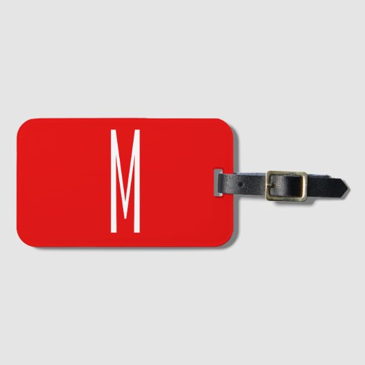 Initiaal Letter Monogram Moderne Stijl Rood Wit Bagagelabel (Voorkant (horizontaal))