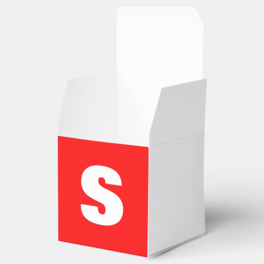 Initiaal Letter Monogram Moderne Stijl Rood Wit Bedankdoosjes (Geopend)