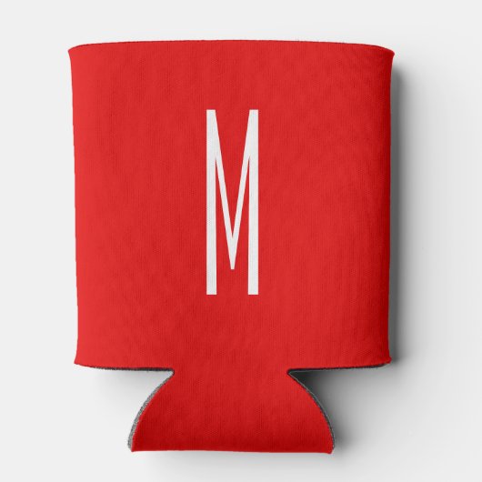 Initiaal Letter Monogram Moderne Stijl Rood Wit Blikjeskoeler (Achterkant)