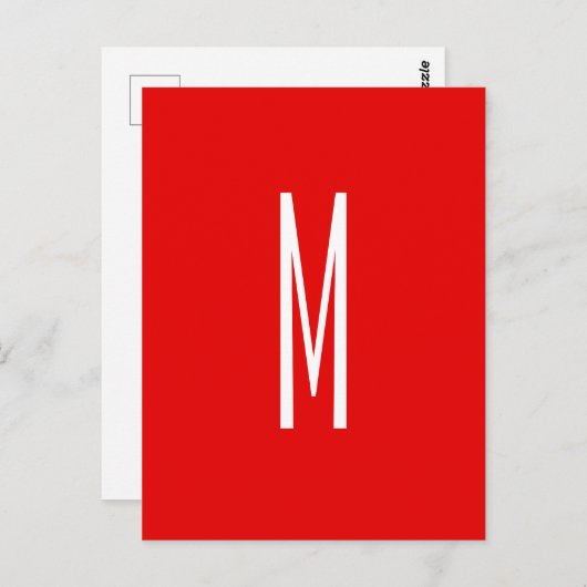 Initiaal Letter Monogram Moderne Stijl Rood Wit Briefkaart (Voorkant / Achterkant)