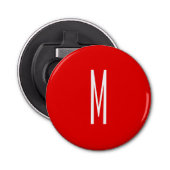 Initiaal Letter Monogram Moderne Stijl Rood Wit Button Flesopener (Voorkant)