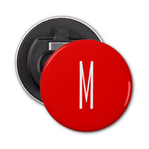 Initiaal Letter Monogram Moderne Stijl Rood Wit Button Flesopener