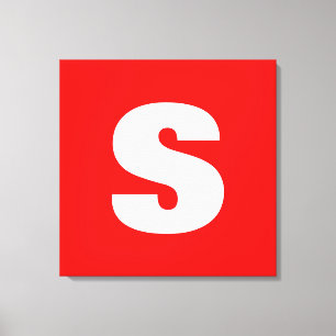 Initiaal Letter Monogram Moderne Stijl Rood Wit Canvas Afdruk