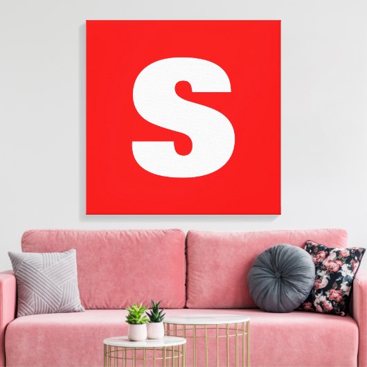 Initiaal Letter Monogram Moderne Stijl Rood Wit Canvas Afdruk (Insitu (Woonkamer))