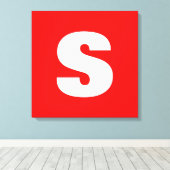 Initiaal Letter Monogram Moderne Stijl Rood Wit Canvas Afdruk (Insitu (Houten vloer))