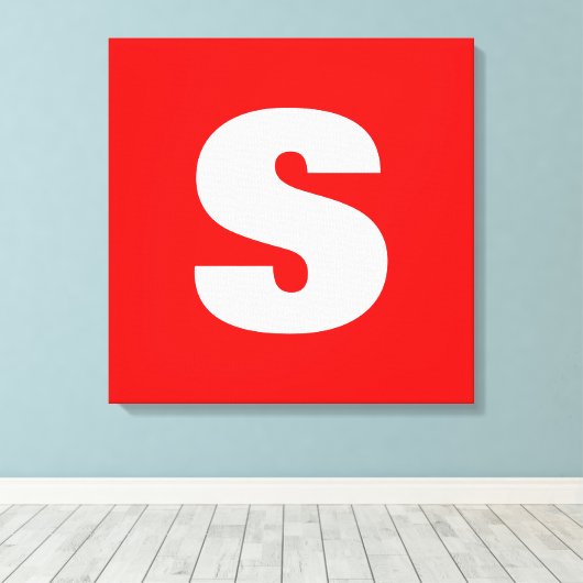 Initiaal Letter Monogram Moderne Stijl Rood Wit Canvas Afdruk (Insitu (Houten vloer))