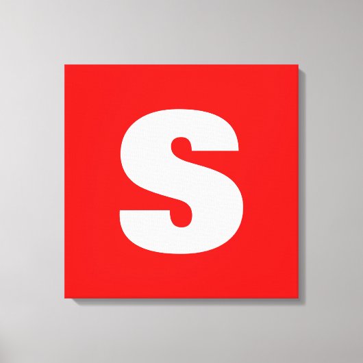 Initiaal Letter Monogram Moderne Stijl Rood Wit Canvas Afdruk (Voorkant)