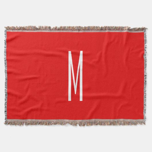 Initiaal Letter Monogram Moderne Stijl Rood Wit Deken (Voorkant)