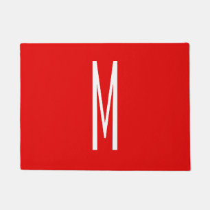 Initiaal Letter Monogram Moderne Stijl Rood Wit Deurmat