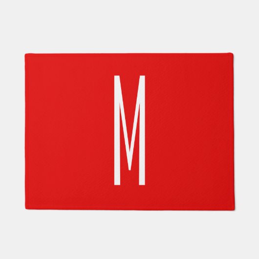 Initiaal Letter Monogram Moderne Stijl Rood Wit Deurmat (Voorkant)