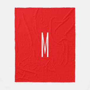 Initiaal Letter Monogram Moderne Stijl Rood Wit Fleece Deken