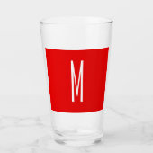 Initiaal Letter Monogram Moderne Stijl Rood Wit Glas (Voorkant)