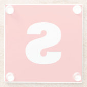 Initiaal Letter Monogram Moderne Stijl Rood Wit Glazen Onderzetter (Achterkant)