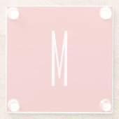 Initiaal Letter Monogram Moderne Stijl Rood Wit Glazen Onderzetter (Achterkant)