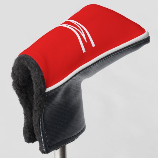 Initiaal Letter Monogram Moderne Stijl Rood Wit Golfheadcover (3/4 voorkant)