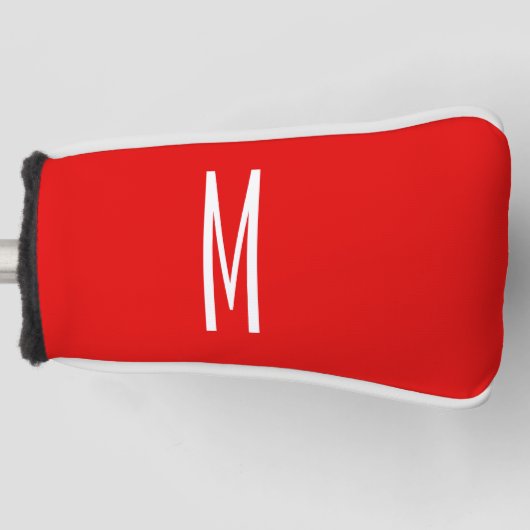 Initiaal Letter Monogram Moderne Stijl Rood Wit Golfheadcover (Voorkant)