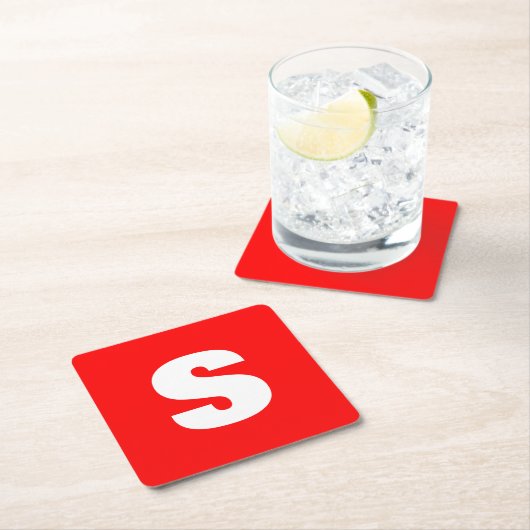 Initiaal Letter Monogram Moderne Stijl Rood Wit Kartonnen Onderzetters (Insitu)