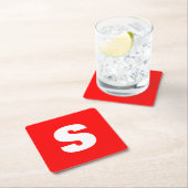 Initiaal Letter Monogram Moderne Stijl Rood Wit Kartonnen Onderzetters (Insitu)