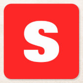 Initiaal Letter Monogram Moderne Stijl Rood Wit Kartonnen Onderzetters (Voorkant)