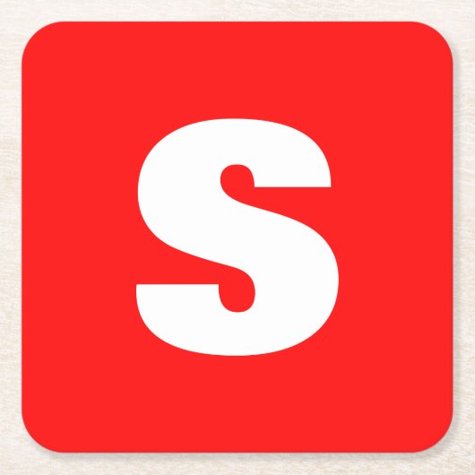 Initiaal Letter Monogram Moderne Stijl Rood Wit Kartonnen Onderzetters (Voorkant)