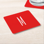 Initiaal Letter Monogram Moderne Stijl Rood Wit Kartonnen Onderzetters (Schuin)
