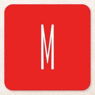 Initiaal Letter Monogram Moderne Stijl Rood Wit Kartonnen Onderzetters