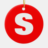 Initiaal Letter Monogram Moderne Stijl Rood Wit Keramisch Ornament (Voorkant)