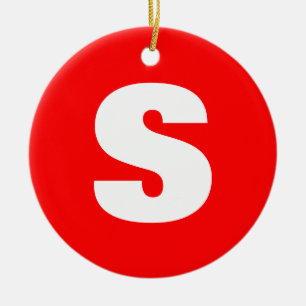 Initiaal Letter Monogram Moderne Stijl Rood Wit Keramisch Ornament