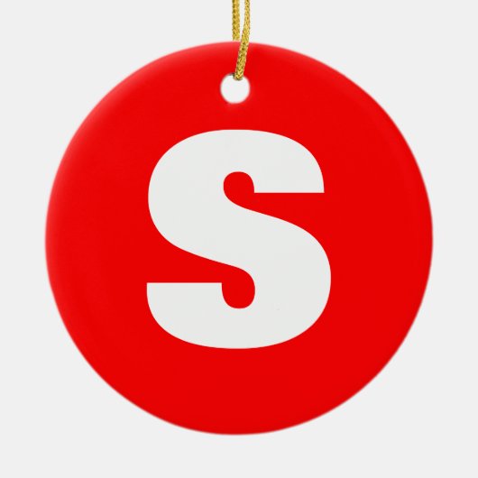 Initiaal Letter Monogram Moderne Stijl Rood Wit Keramisch Ornament (Voorkant)