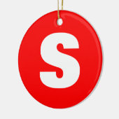Initiaal Letter Monogram Moderne Stijl Rood Wit Keramisch Ornament (Links)