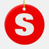 Initiaal Letter Monogram Moderne Stijl Rood Wit Keramisch Ornament (Achterkant)