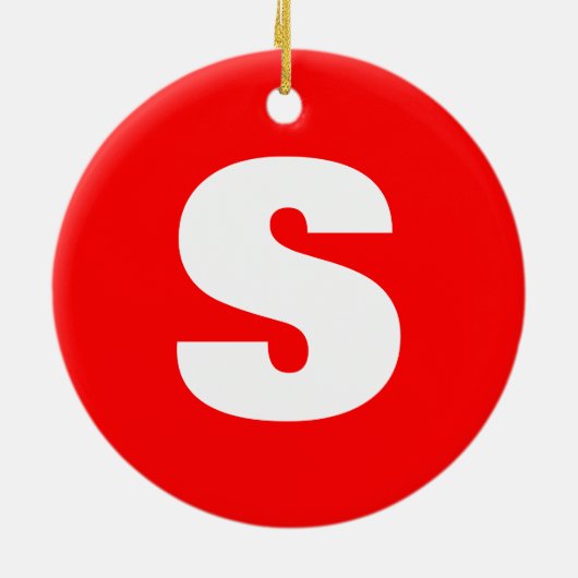 Initiaal Letter Monogram Moderne Stijl Rood Wit Keramisch Ornament (Achterkant)